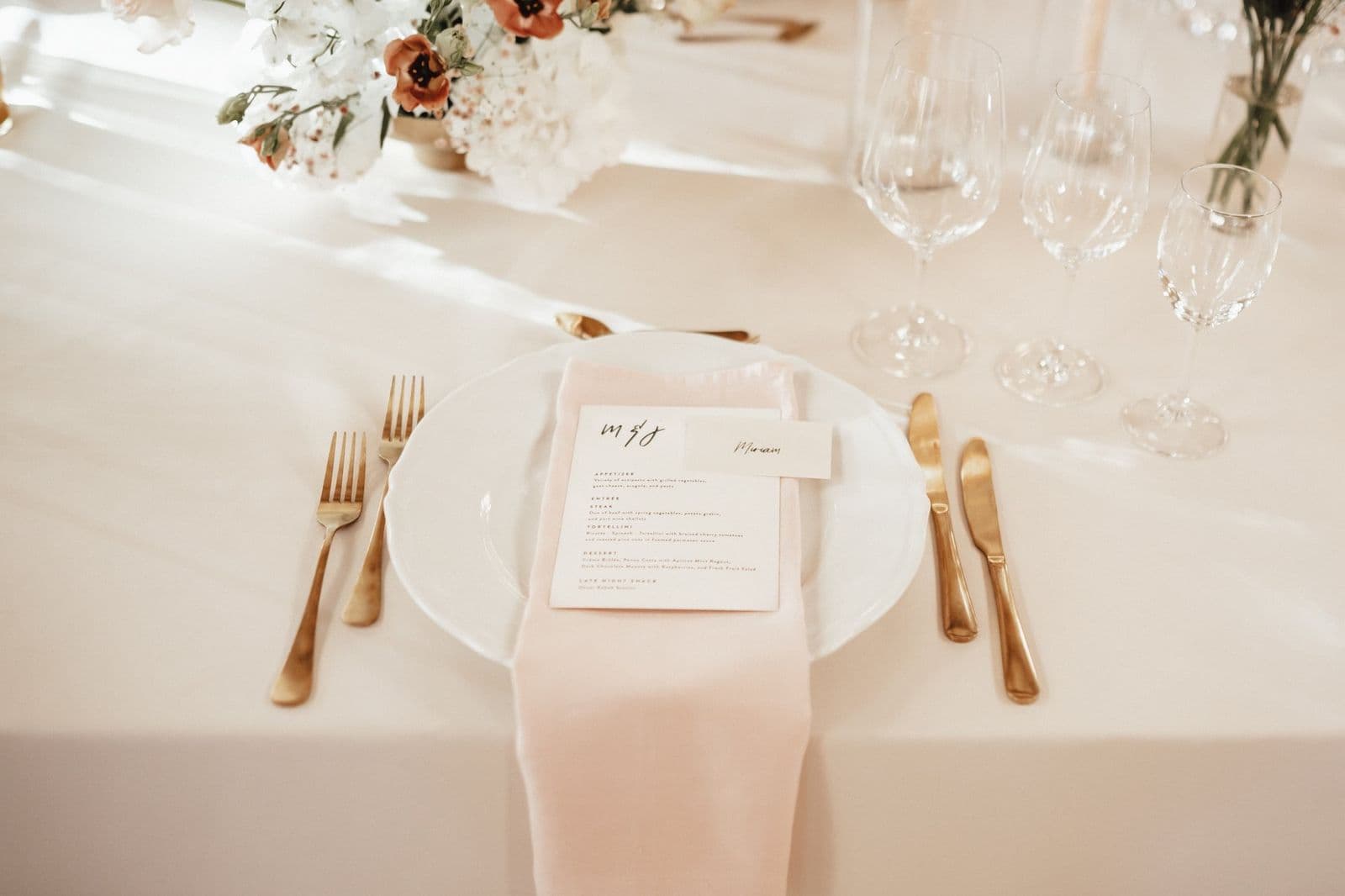 A place setting at a castle wedding table