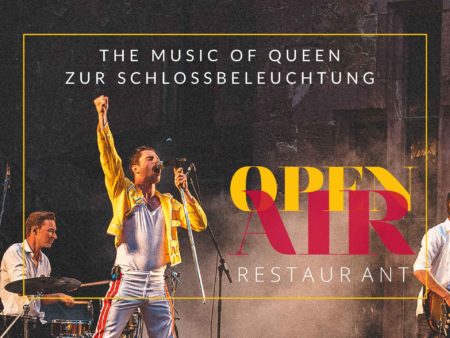 Grafik Open Air Restaurant im Heidelberger Schloss mit Queen